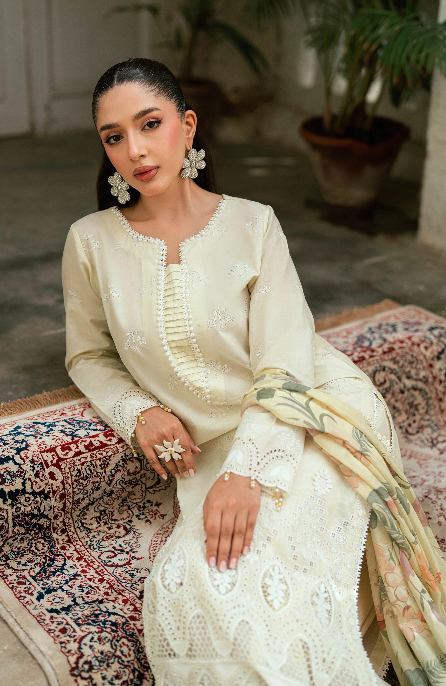 Alzohaib Laserkari Schiffly Embroidered Premium Printed Unstitched 3pcs