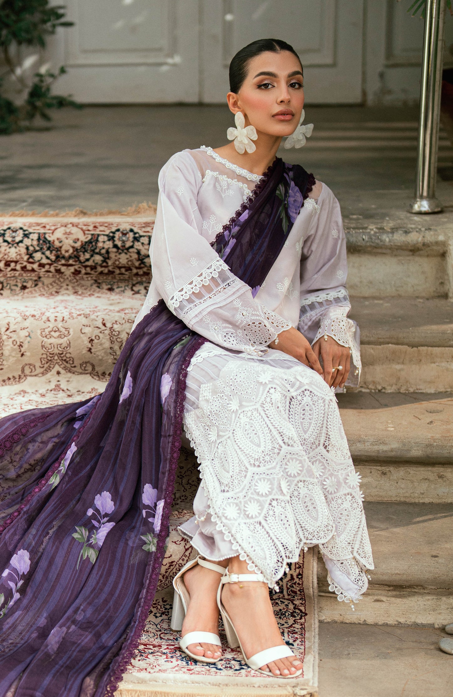 Alzohaib Laserkari Schiffly Embroidered Premium Printed Unstitched 3pcs