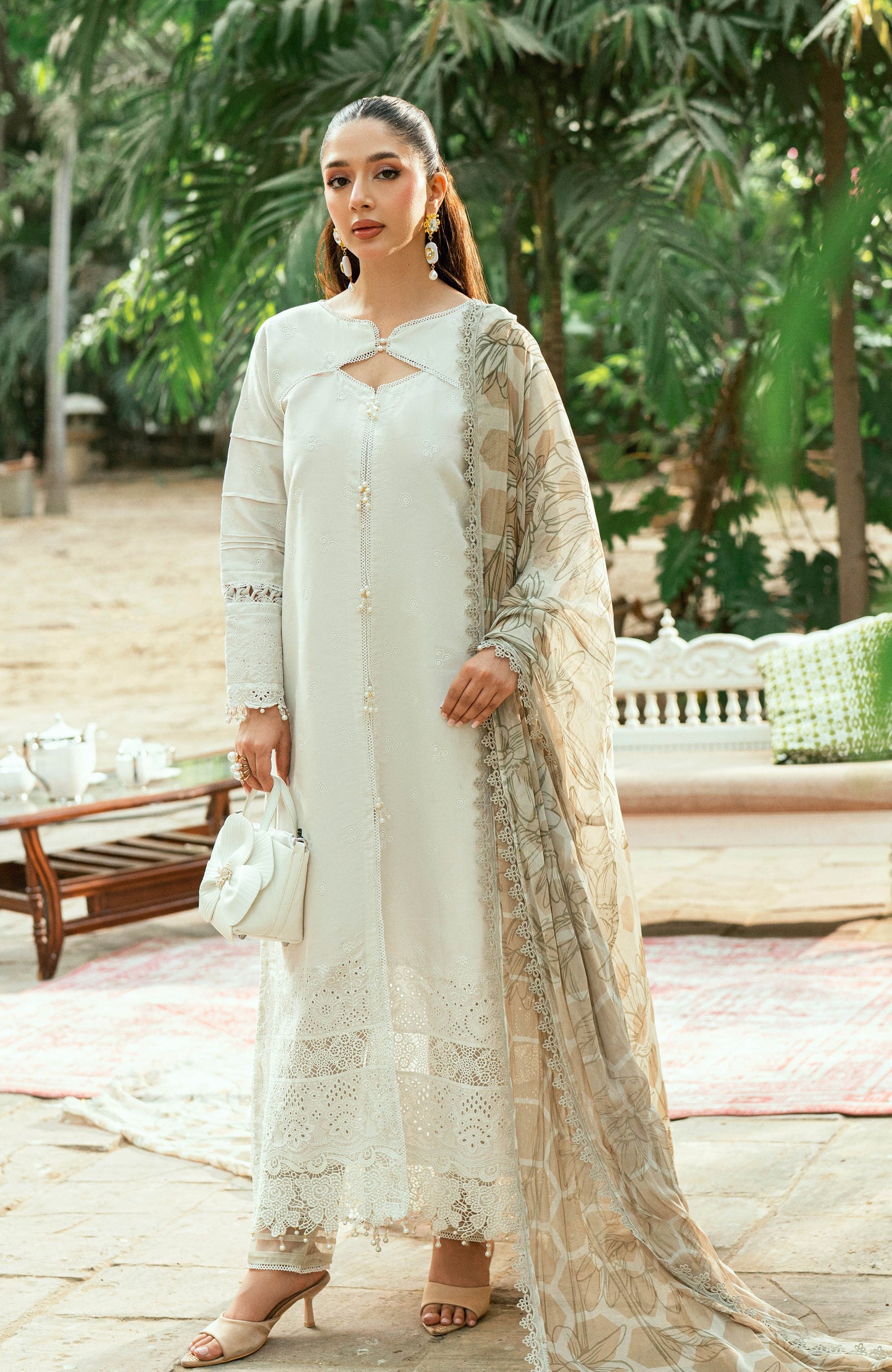 Alzohaib Laserkari Schiffly Embroidered Premium Printed Unstitched 3pcs