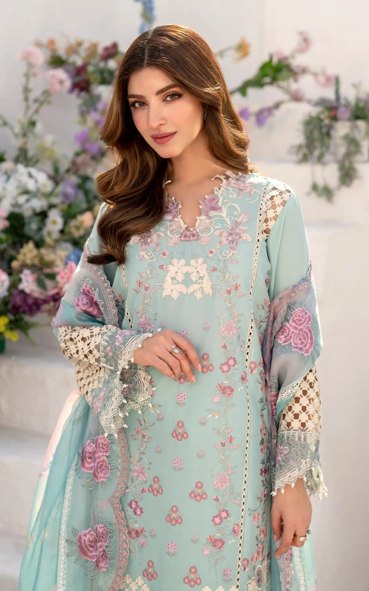 Azalia Embroidered Luxury Lawn & Organza Unstitched 4pcs