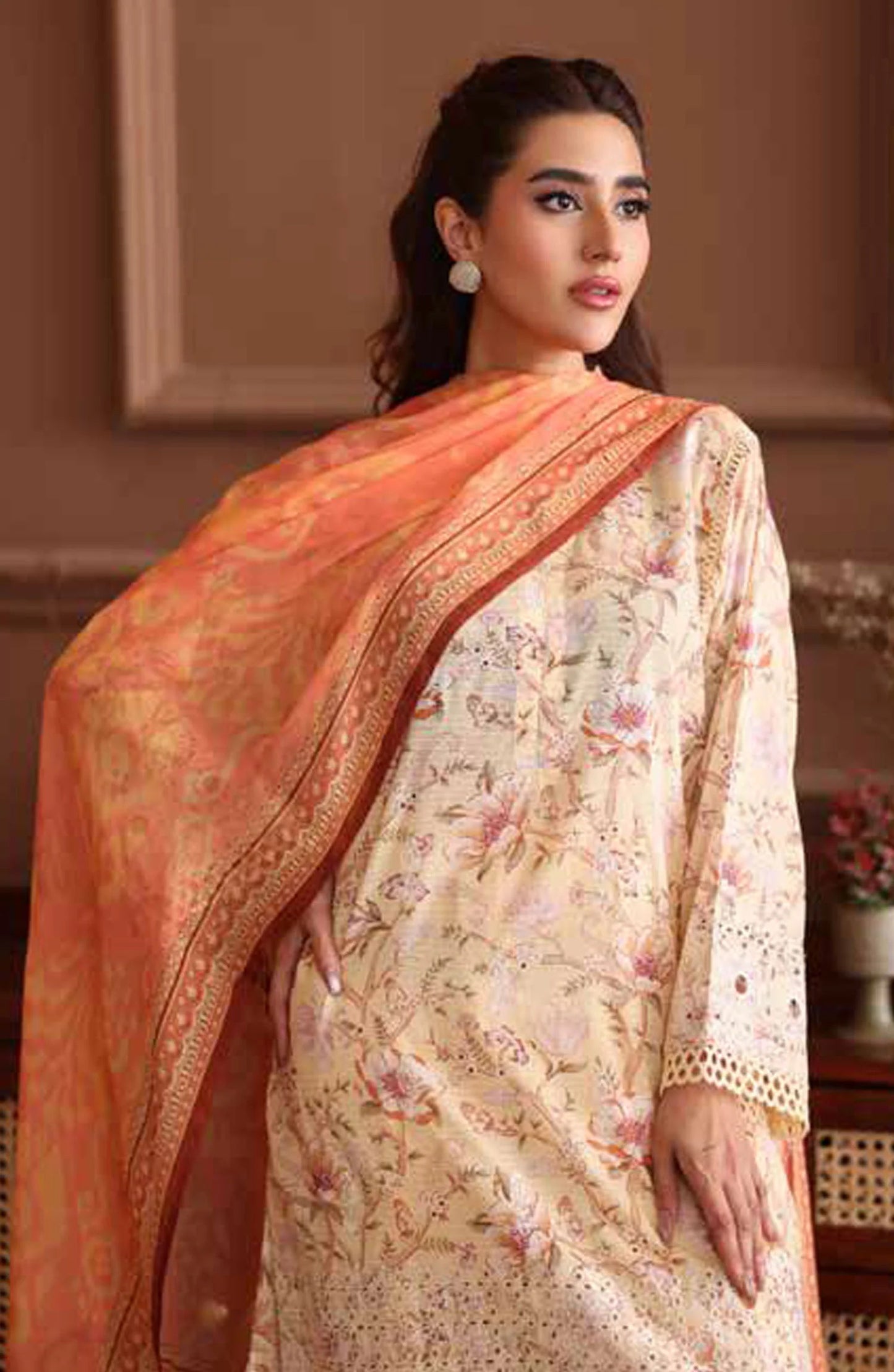 Naira By Johra Embroidered Chikankari + Printed Lawn Unstitched 3Pcs