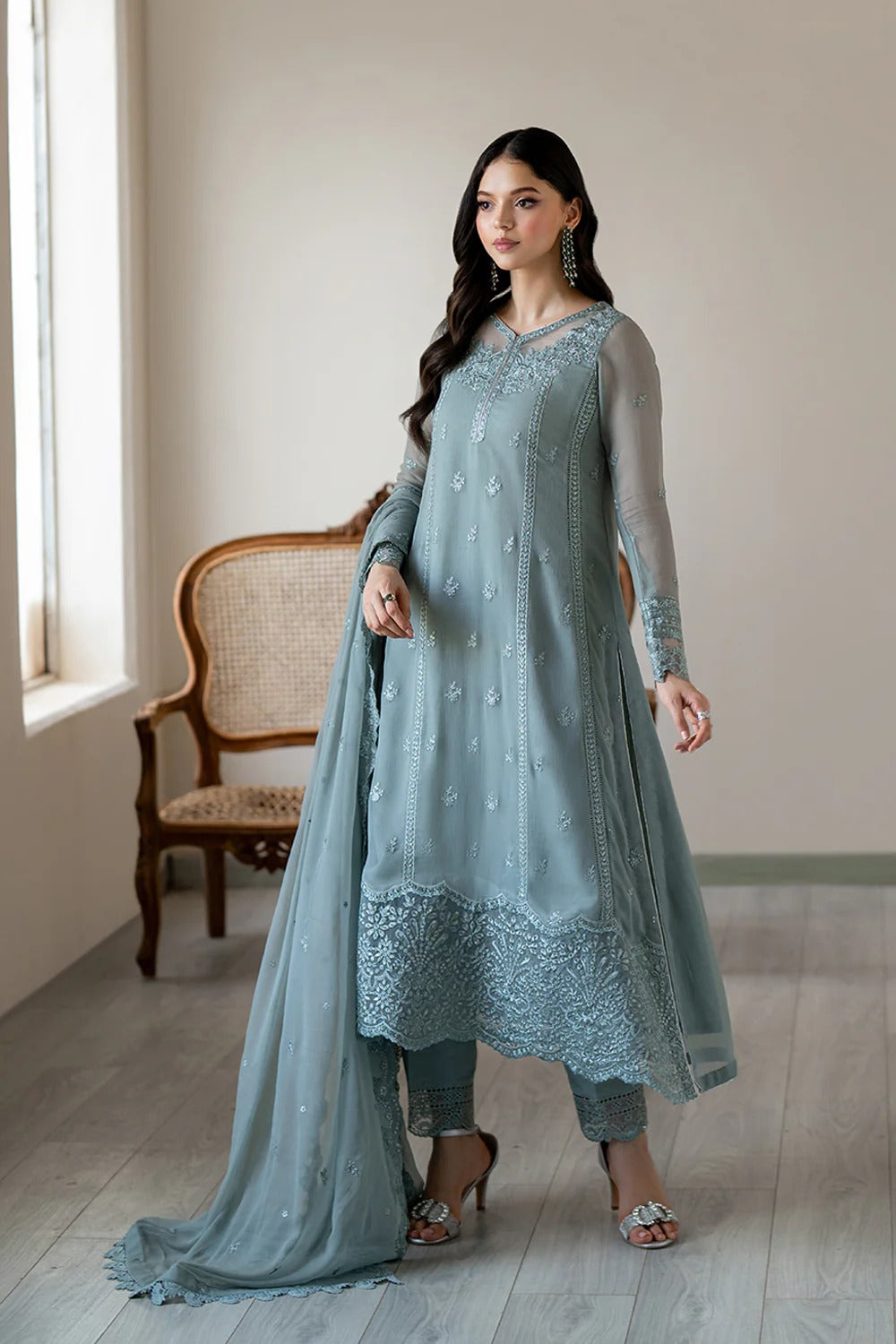 Azure Ensembles Festive Chiffon Unstitched 3Pcs