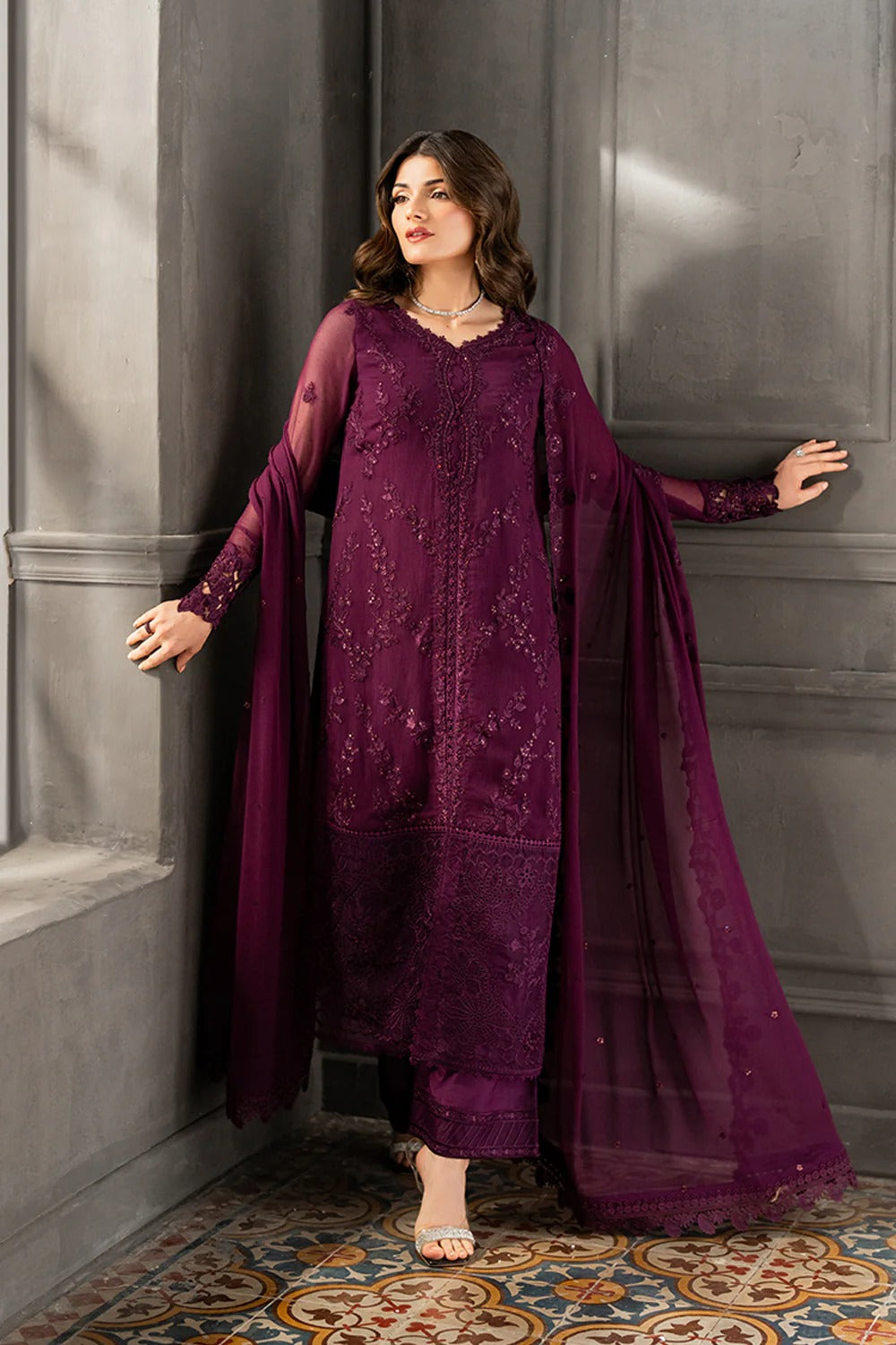 Azure Ensembles Festive Chiffon Unstitched 3Pcs