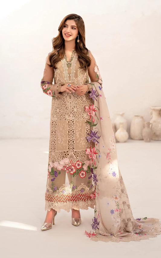 Azalia Embroidered Luxury Lawn & Organza Unstitched 4pcs