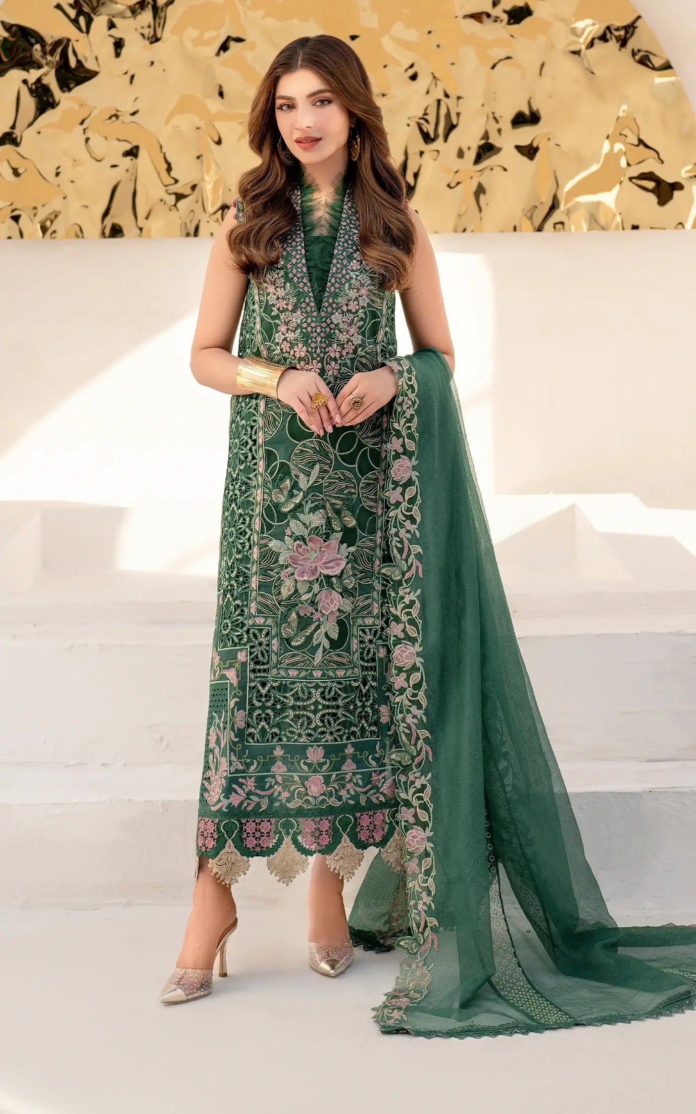 Azalia Embroidered Luxury Lawn & Organza Unstitched 4pcs