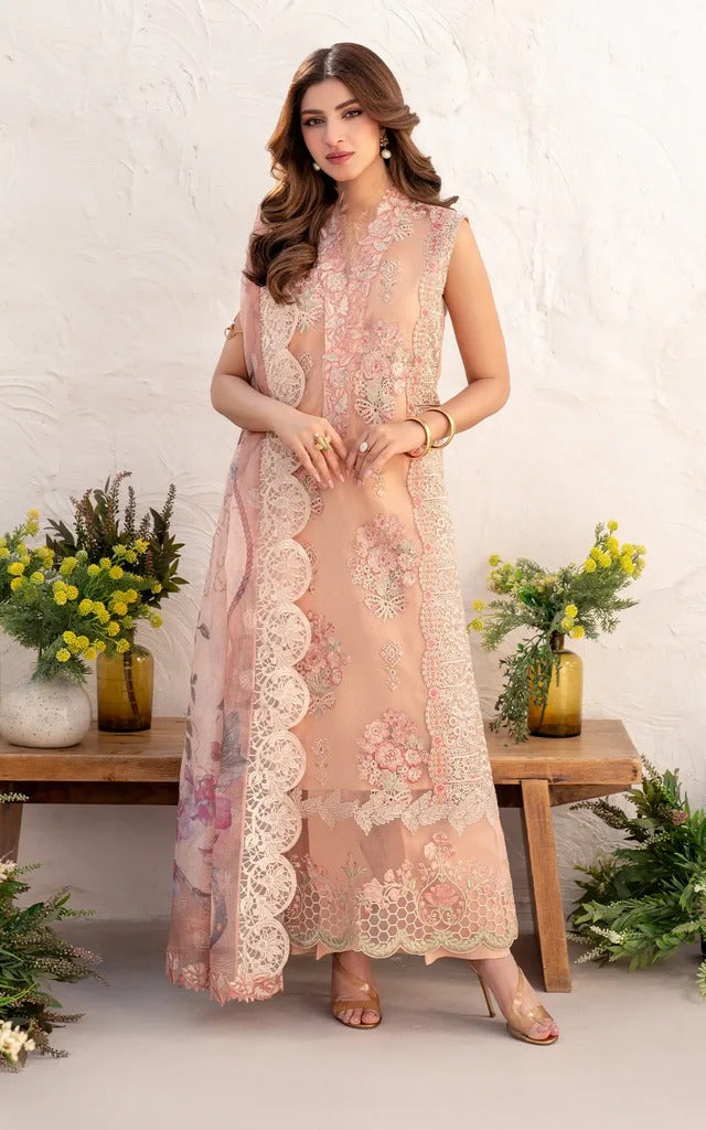 Azalia Embroidered Luxury Lawn & Organza Unstitched 4pcs