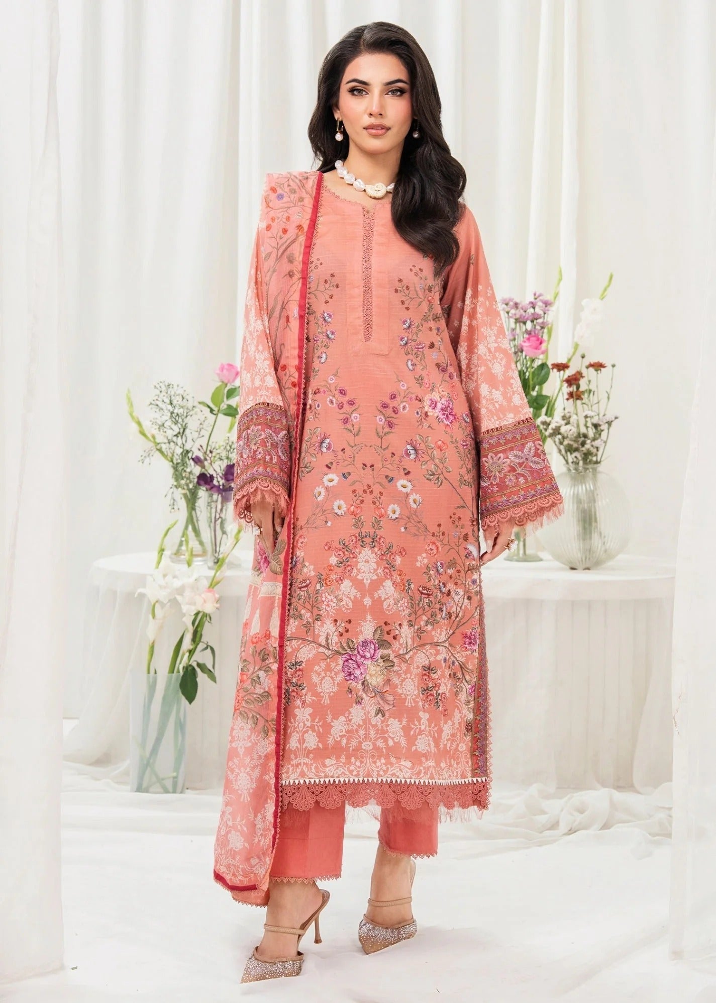 Meerak Breaking Bloom Digital Printed Lawn Unstitched 3Pcs