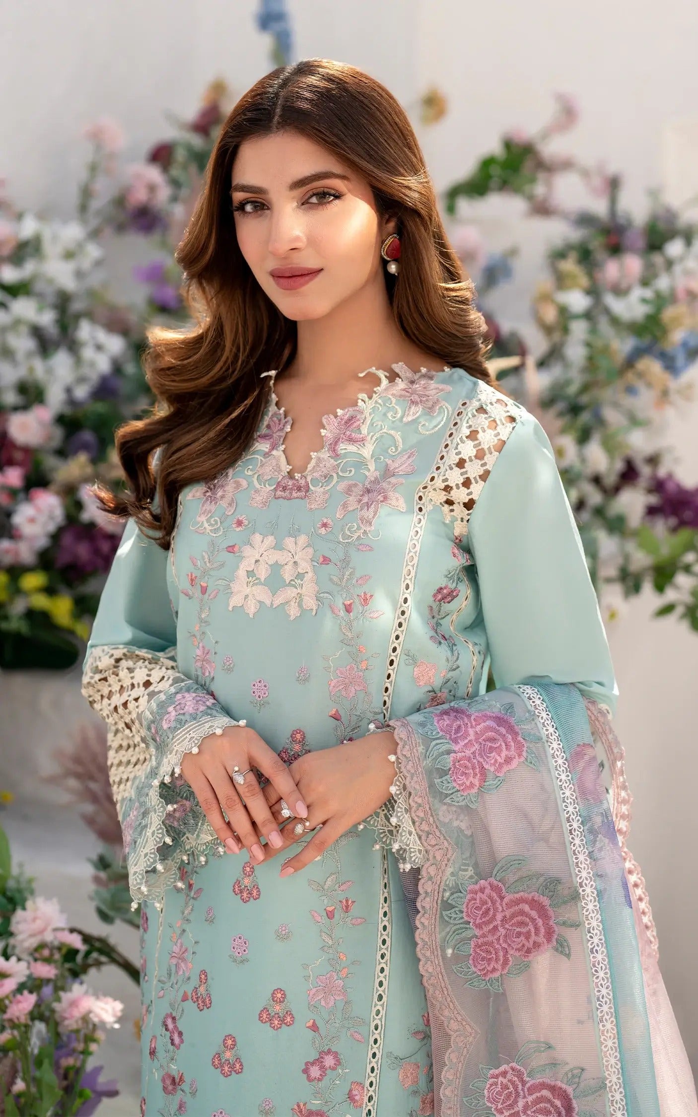 Azalia Embroidered Luxury Lawn & Organza Unstitched 4pcs