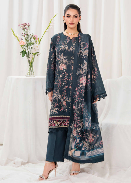Meerak Breaking Bloom Digital Printed Lawn Unstitched 3Pcs