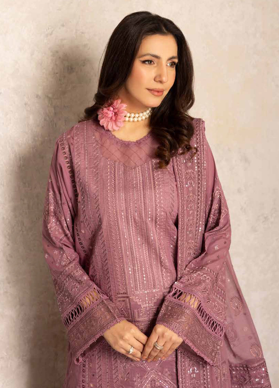 Pinks Swiss By Johra Embroidered Unstitched 3Pcs