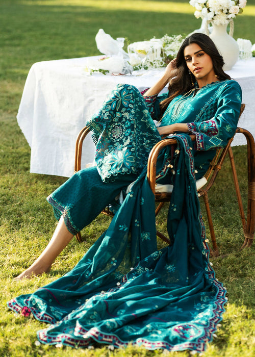 Siraa By Sadaf Fawad Khan Luxury Embroidered Lawn'25 Unstitched 3pcs