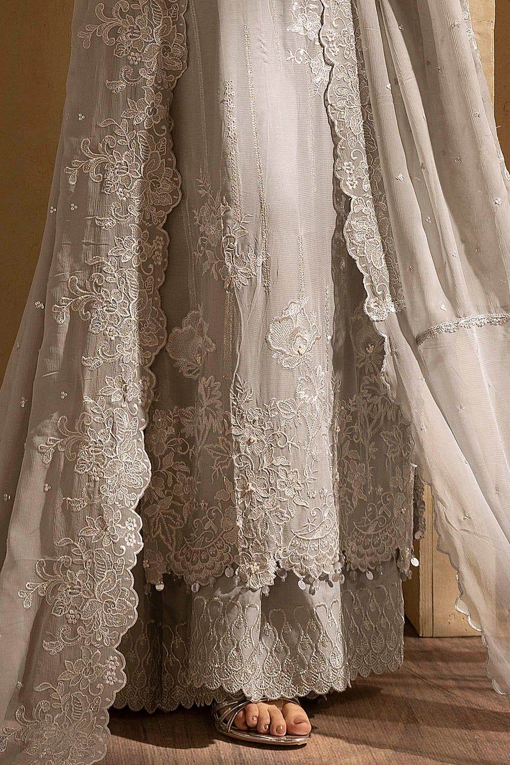 Gul Ahmed Embroidered Chiffon Unstitched 3pcs - Jotey