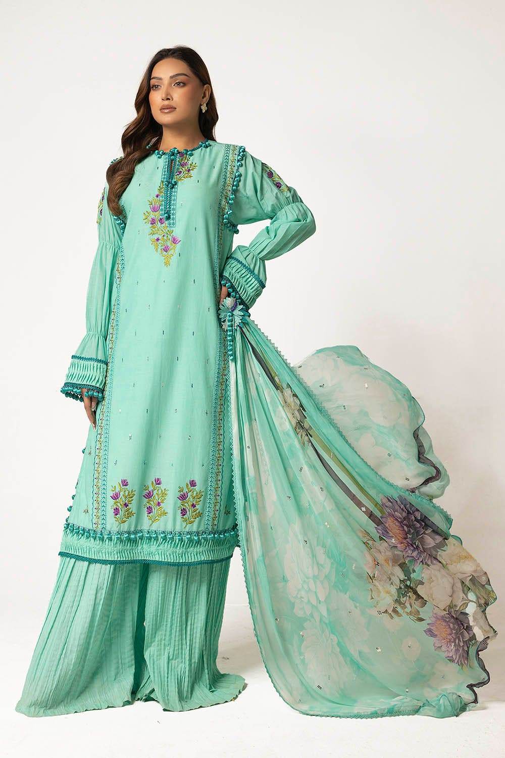 Gul Ahmed Embroidered Lawn Unstitched 3pcs - Jotey
