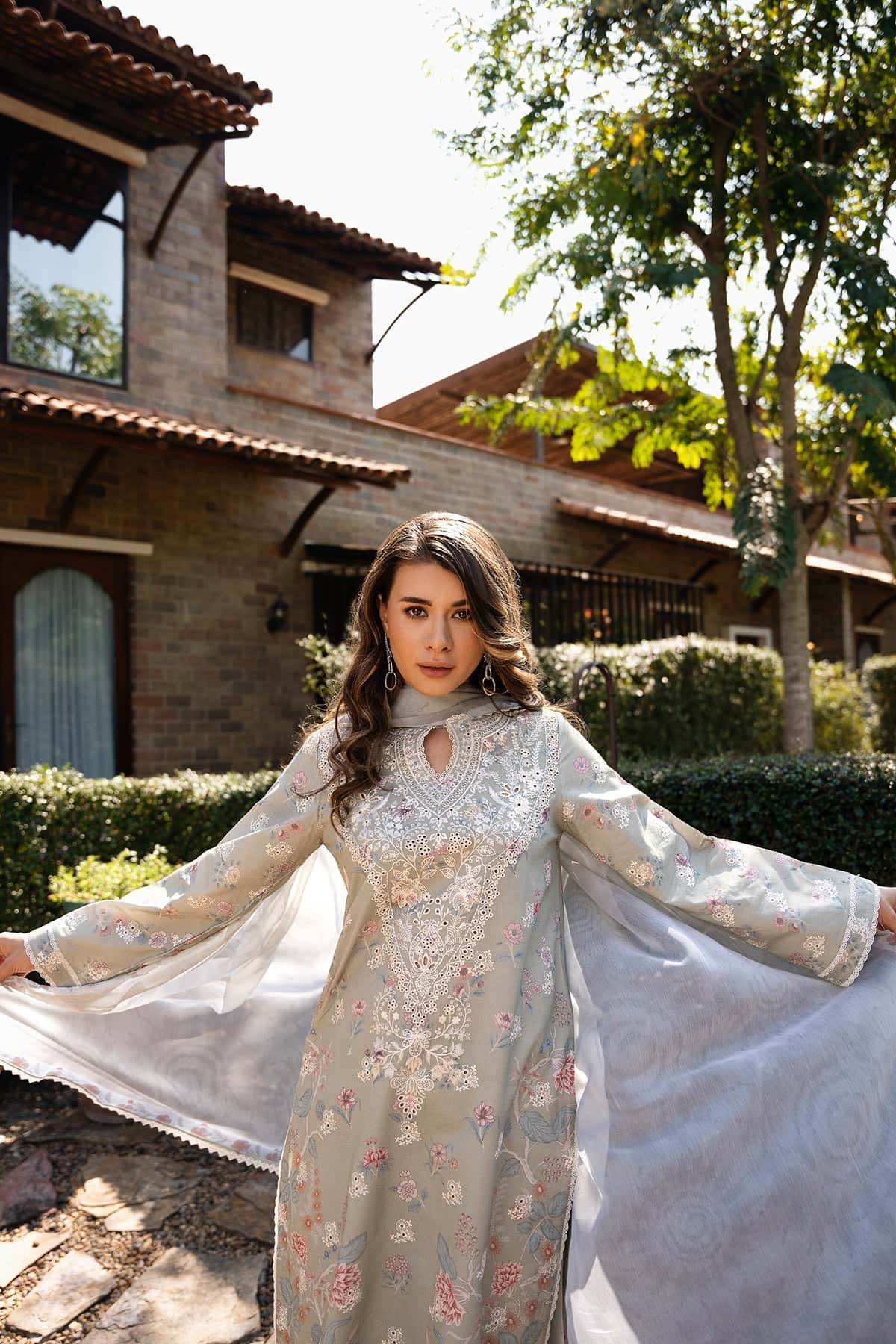 AFROZEH Damask The Holiday Edit'25 Embroidered Lawn 3pcs - Jotey