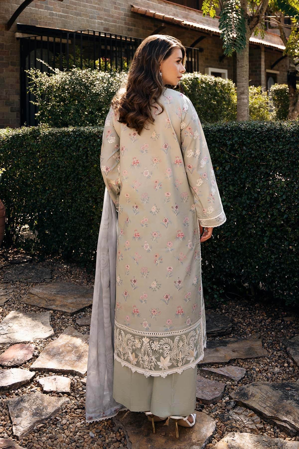 AFROZEH Damask The Holiday Edit'25 Embroidered Lawn 3pcs - Jotey