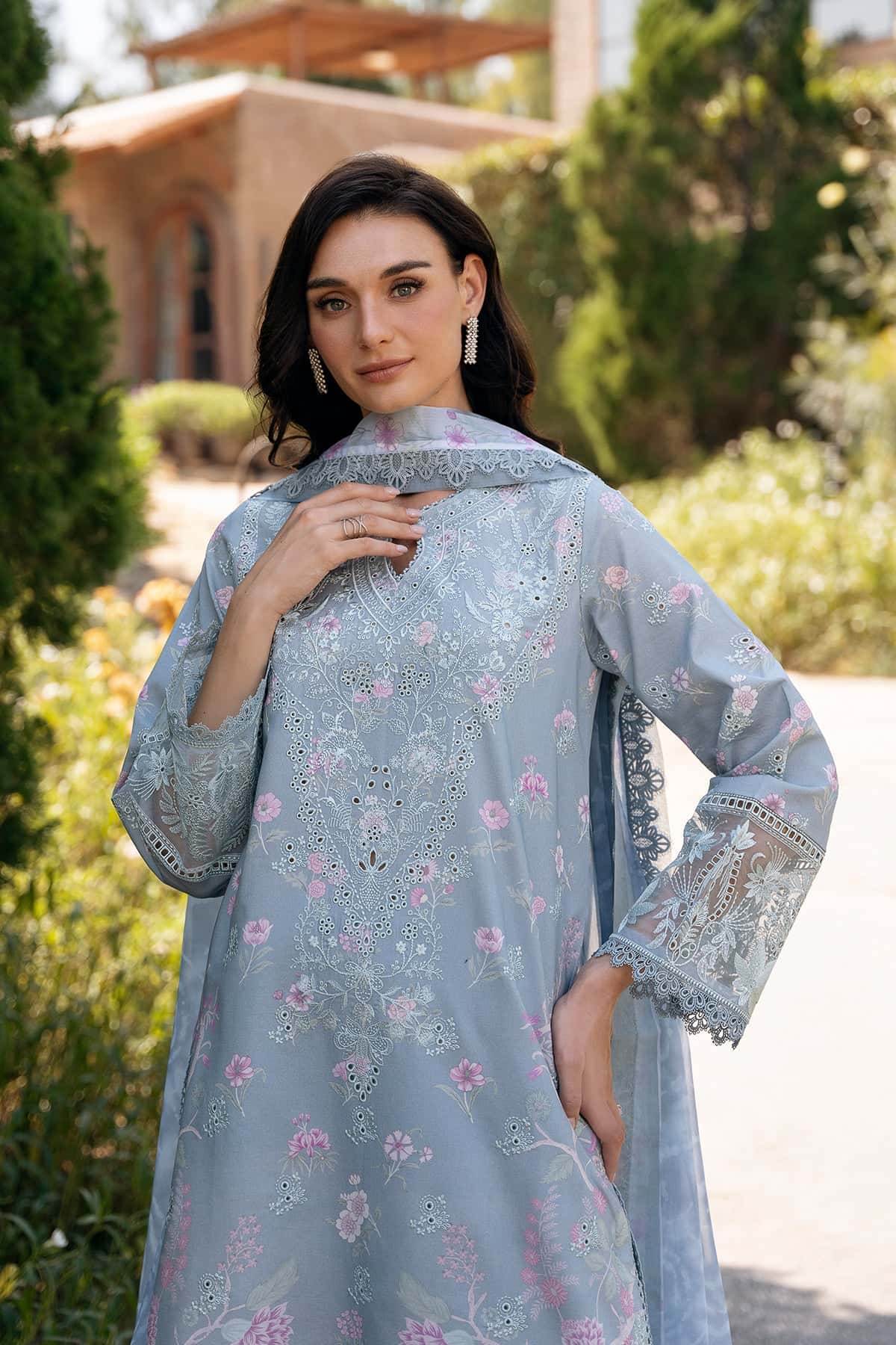 AFROZEH Damask The Holiday Edit'25 Embroidered Lawn 3pcs - Jotey