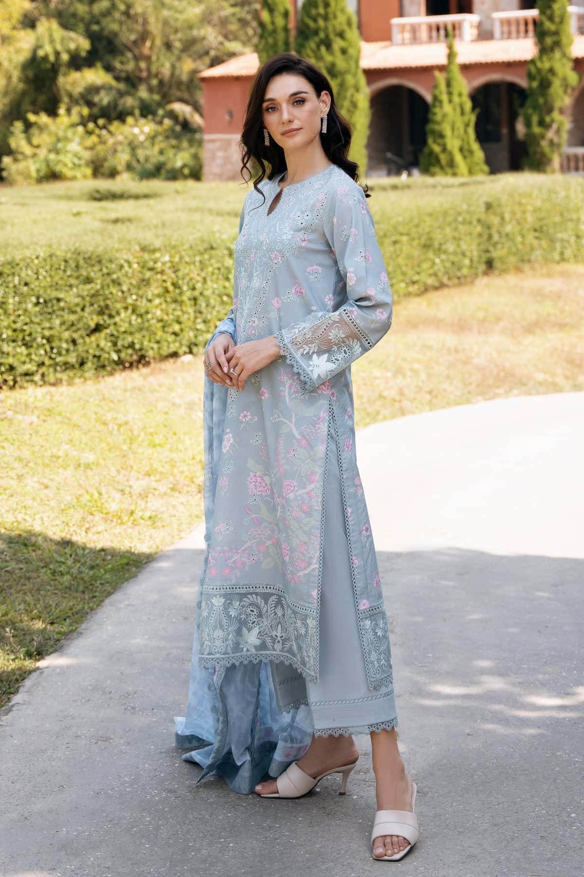 AFROZEH Damask The Holiday Edit'25 Embroidered Lawn 3pcs - Jotey