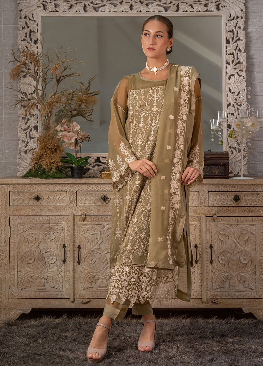 Iqraar  Embroidered Luxury Chiffon Unstitched 3pcs - Jotey