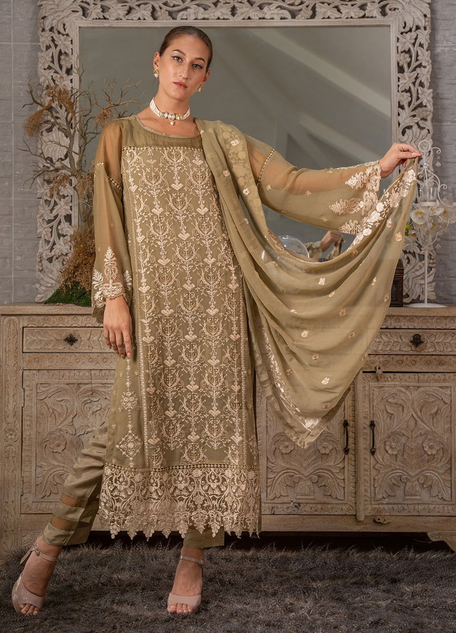 Iqraar  Embroidered Luxury Chiffon Unstitched 3pcs - Jotey