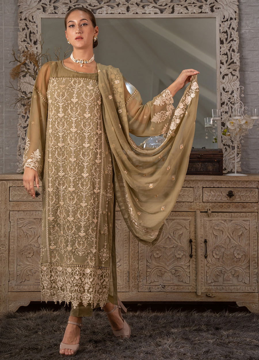 Iqraar  Embroidered Luxury Chiffon Unstitched 3pcs - Jotey