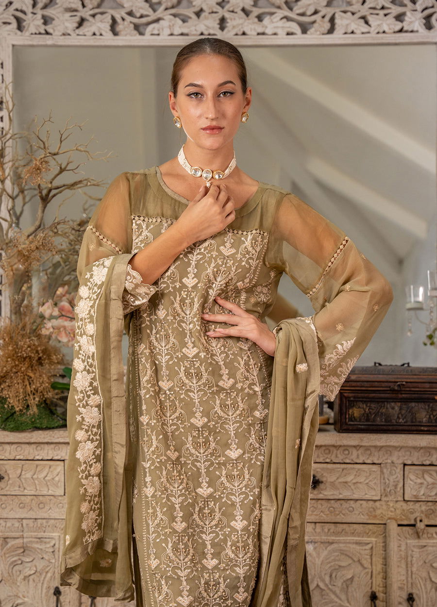 Iqraar  Embroidered Luxury Chiffon Unstitched 3pcs - Jotey