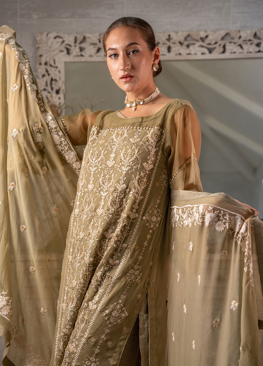 Iqraar  Embroidered Luxury Chiffon Unstitched 3pcs - Jotey