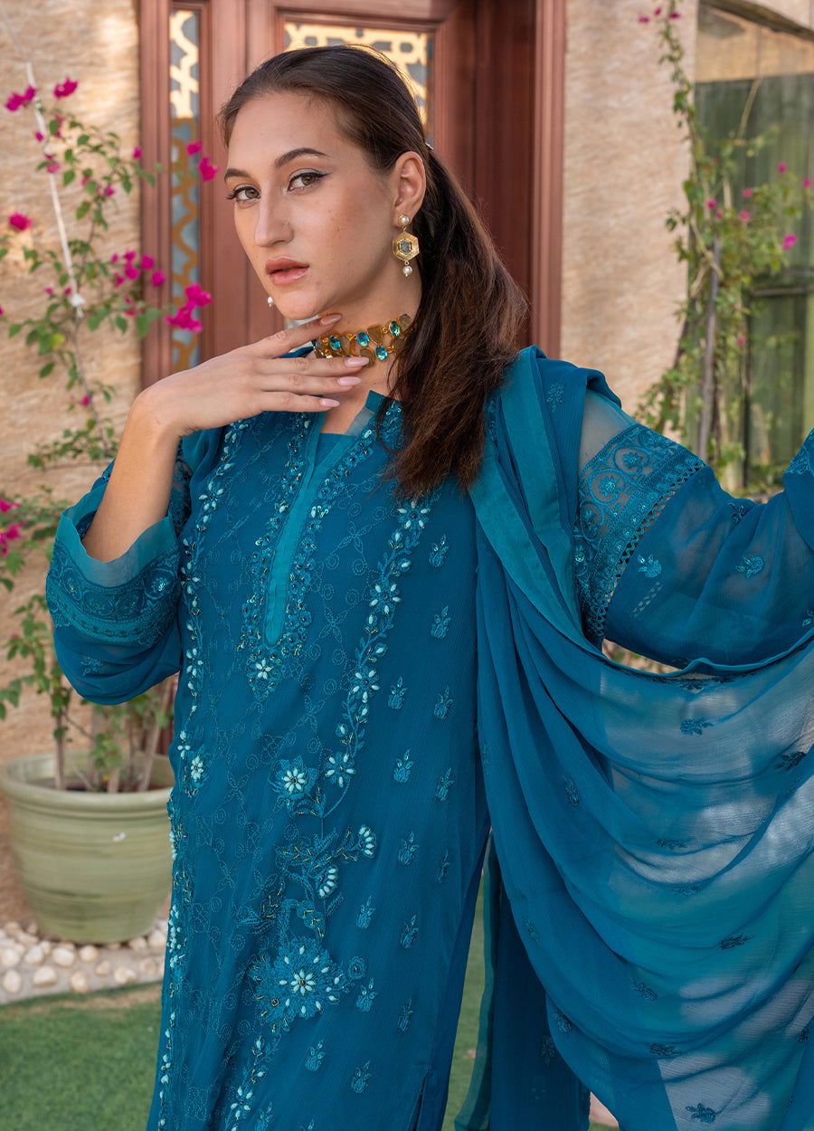 Iqraar  Embroidered Luxury Chiffon Unstitched 3pcs - Jotey