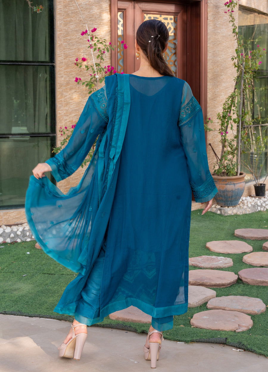 Iqraar  Embroidered Luxury Chiffon Unstitched 3pcs - Jotey