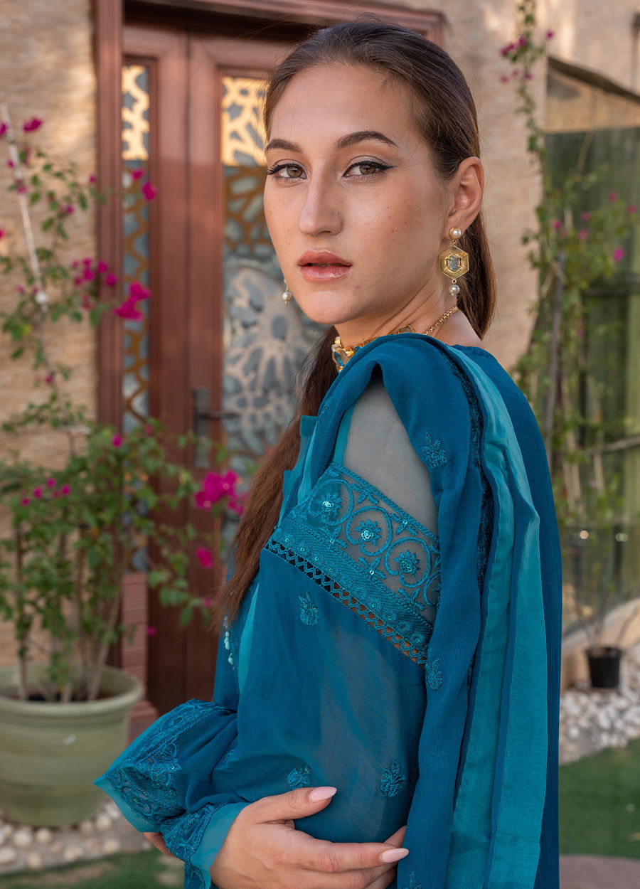 Iqraar  Embroidered Luxury Chiffon Unstitched 3pcs - Jotey
