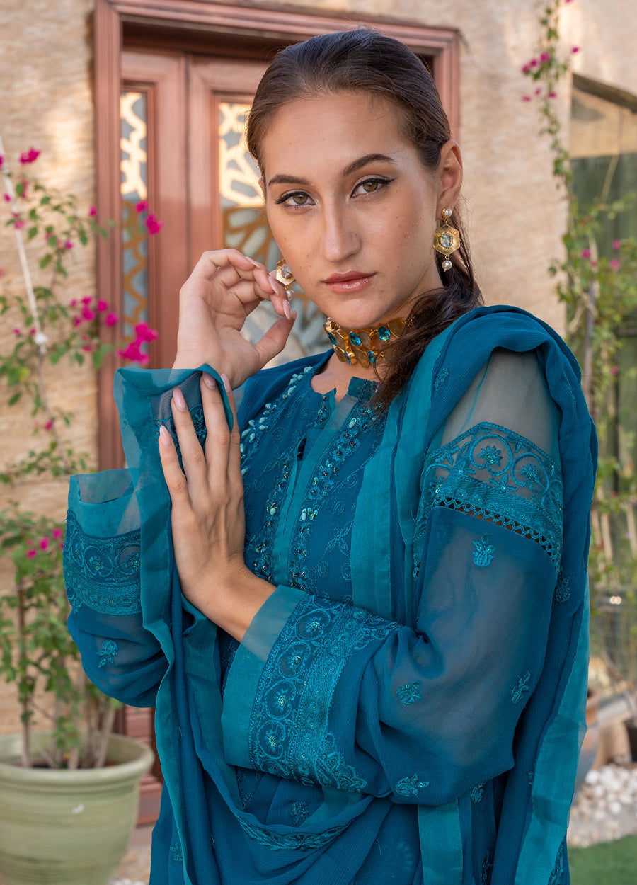 Iqraar  Embroidered Luxury Chiffon Unstitched 3pcs - Jotey