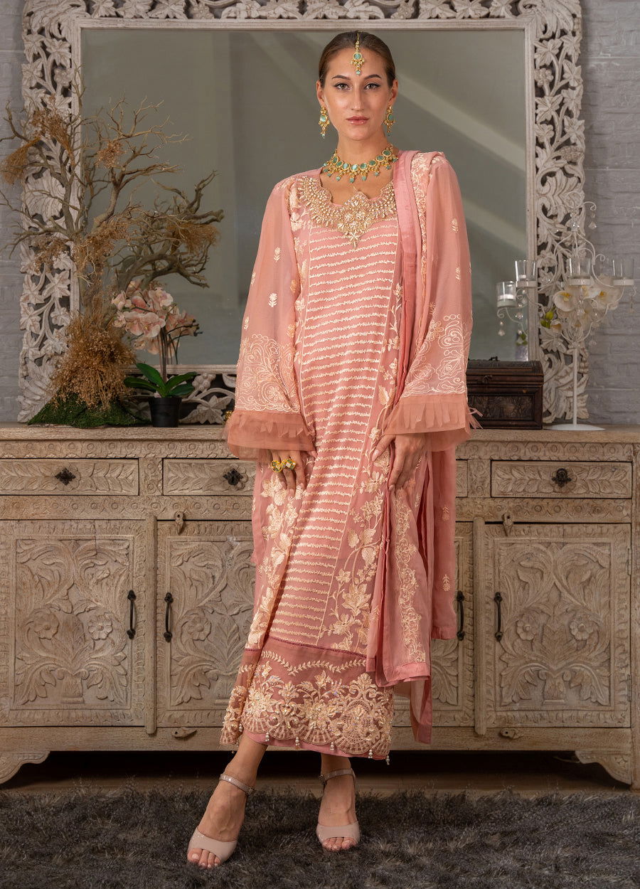 Iqraar  Embroidered Luxury Chiffon Unstitched 3pcs - Jotey