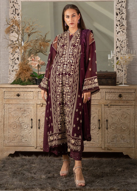Iqraar  Embroidered Luxury Chiffon Unstitched 3pcs - Jotey