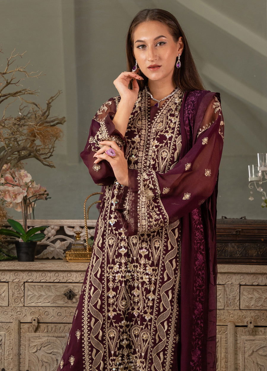 Iqraar  Embroidered Luxury Chiffon Unstitched 3pcs - Jotey