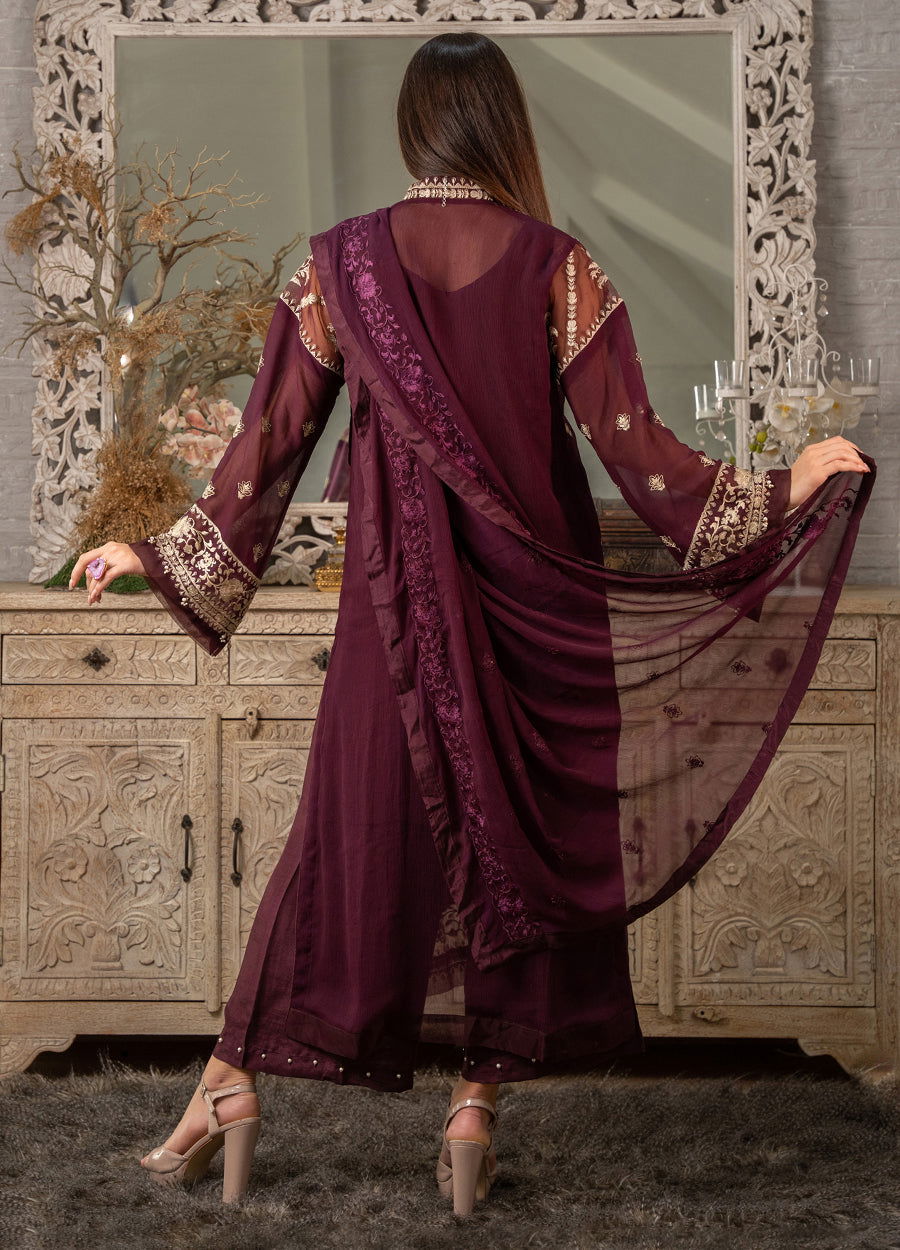 Iqraar  Embroidered Luxury Chiffon Unstitched 3pcs - Jotey