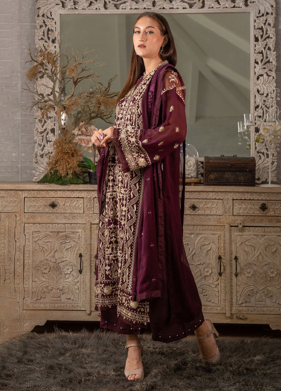 Iqraar  Embroidered Luxury Chiffon Unstitched 3pcs - Jotey