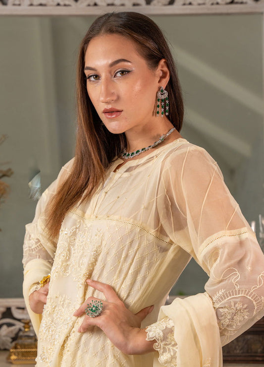 Iqraar  Embroidered Luxury Chiffon Unstitched 3pcs - Jotey