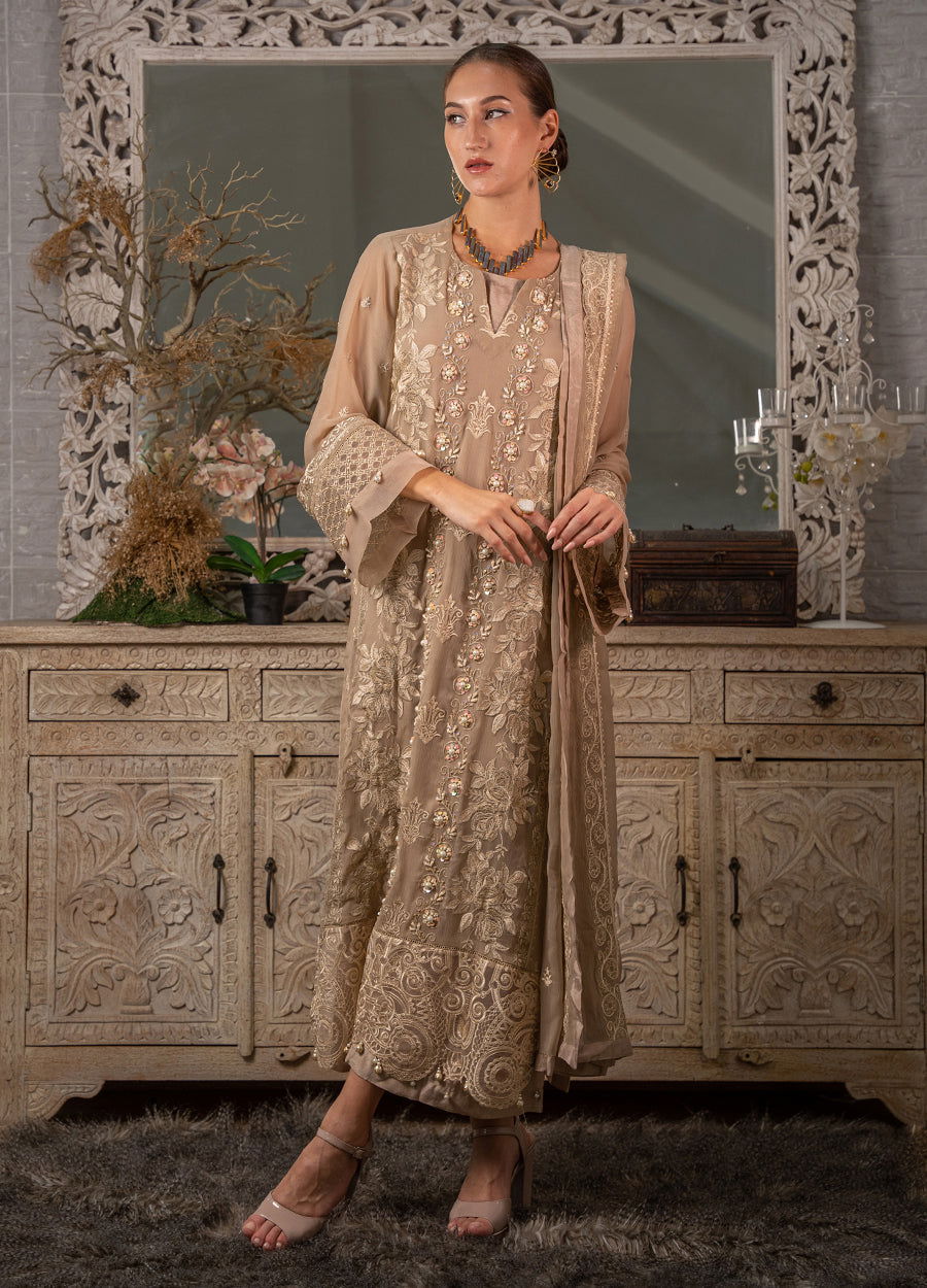 Iqraar  Embroidered Luxury Chiffon Unstitched 3pcs - Jotey
