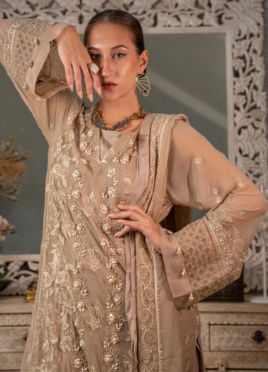 Iqraar  Embroidered Luxury Chiffon Unstitched 3pcs - Jotey