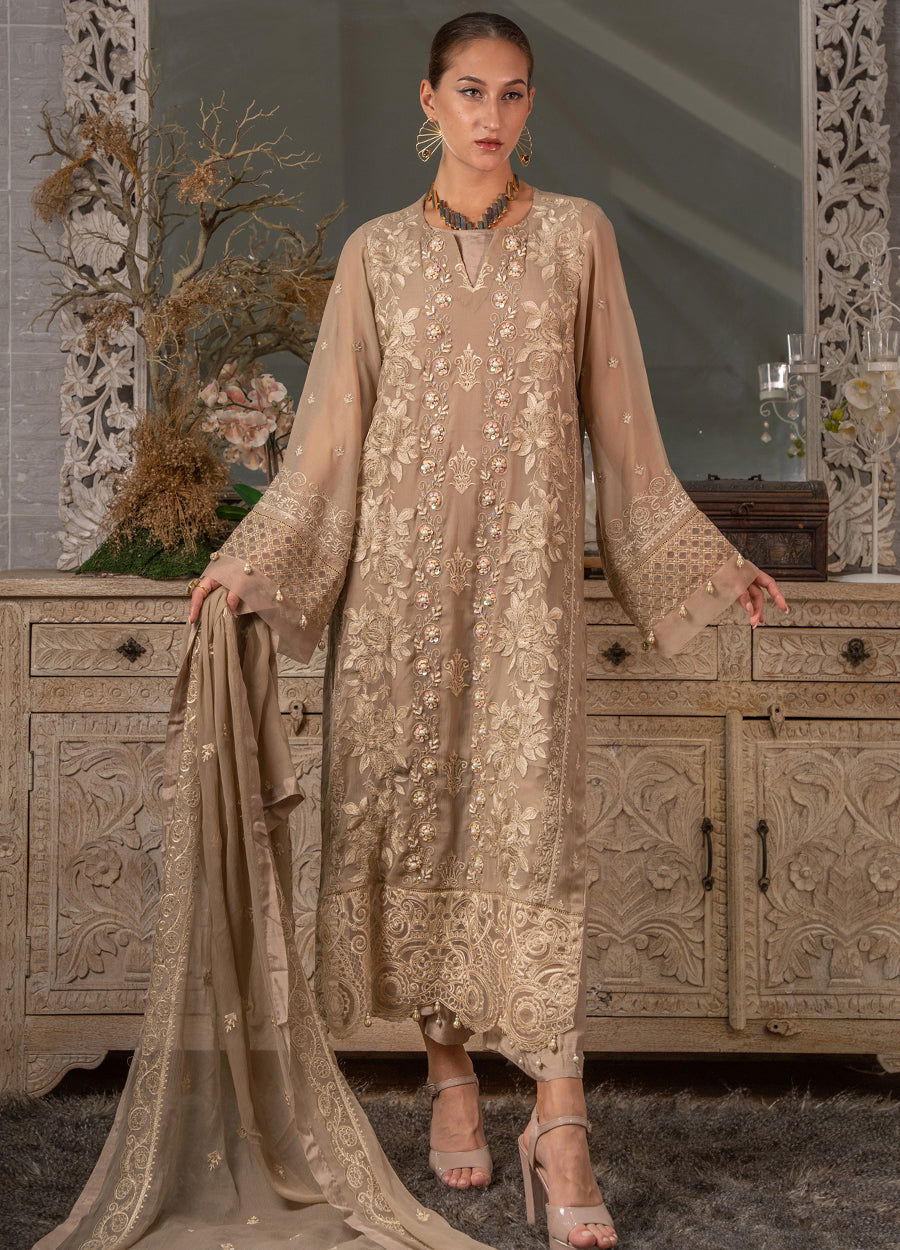 Iqraar  Embroidered Luxury Chiffon Unstitched 3pcs - Jotey